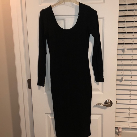 Black Ribbed MIDI Dress - Picture 1 of 3
